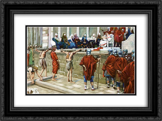 Shall I crucify 24x18 Black Ornate Wood Framed Art Print Poster with Double Matting by Tissot, James