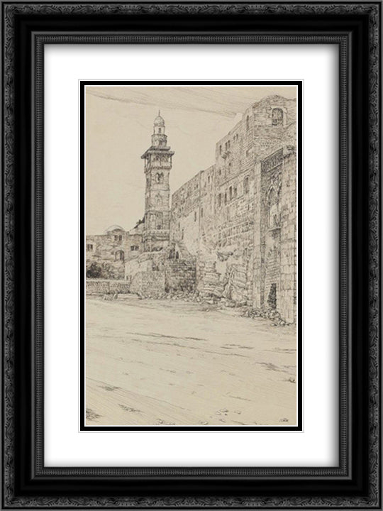Site of the Antonia Tower 18x24 Black Ornate Wood Framed Art Print Poster with Double Matting by Tissot, James