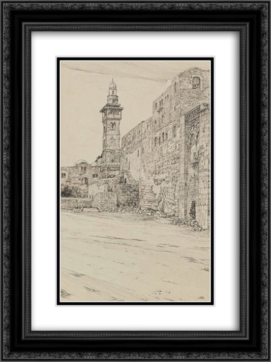Site of the Antonia Tower 18x24 Black Ornate Wood Framed Art Print Poster with Double Matting by Tissot, James