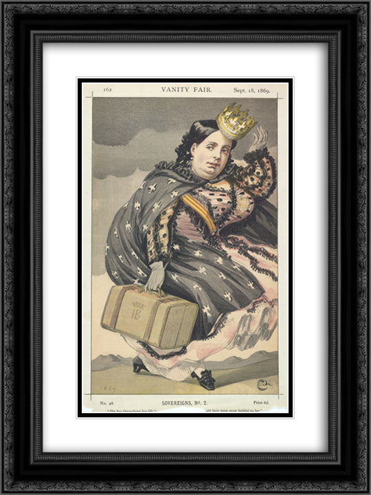 Sovereigns No.20 Caricature of Isabella II of Spain 18x24 Black Ornate Wood Framed Art Print Poster with Double Matting by Tissot, James