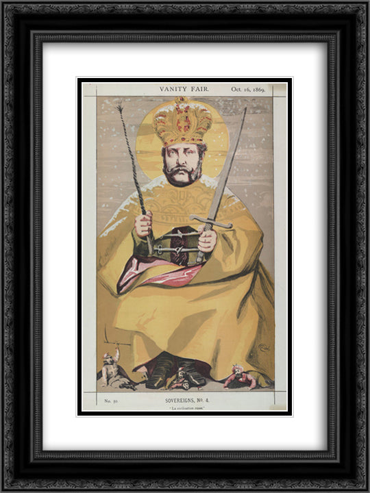 Sovereigns No.40 Caricature of Alexander II of Russia 18x24 Black Ornate Wood Framed Art Print Poster with Double Matting by Tissot, James