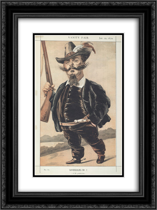 Sovereigns No.70 Caricature of M Victor Emmanuel II of Italy 18x24 Black Ornate Wood Framed Art Print Poster with Double Matting by Tissot, James