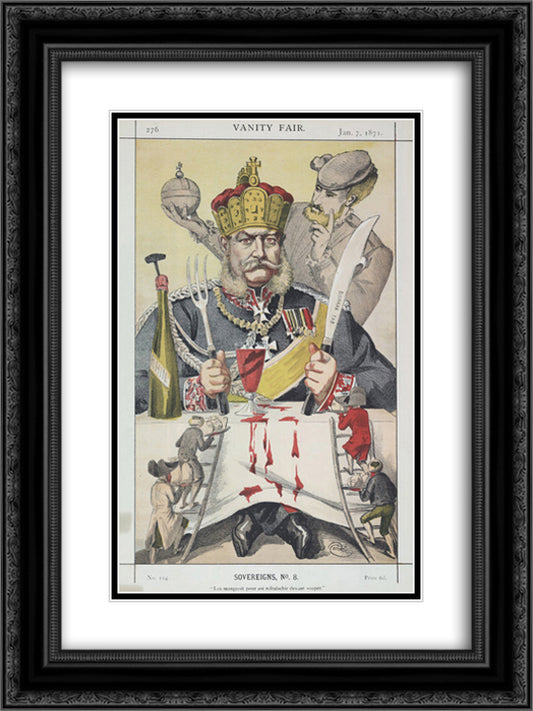 Sovereigns No.80 Caricature of The King of Prussi 18x24 Black Ornate Wood Framed Art Print Poster with Double Matting by Tissot, James