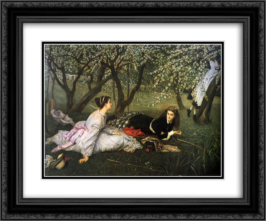 Spring 24x20 Black Ornate Wood Framed Art Print Poster with Double Matting by Tissot, James
