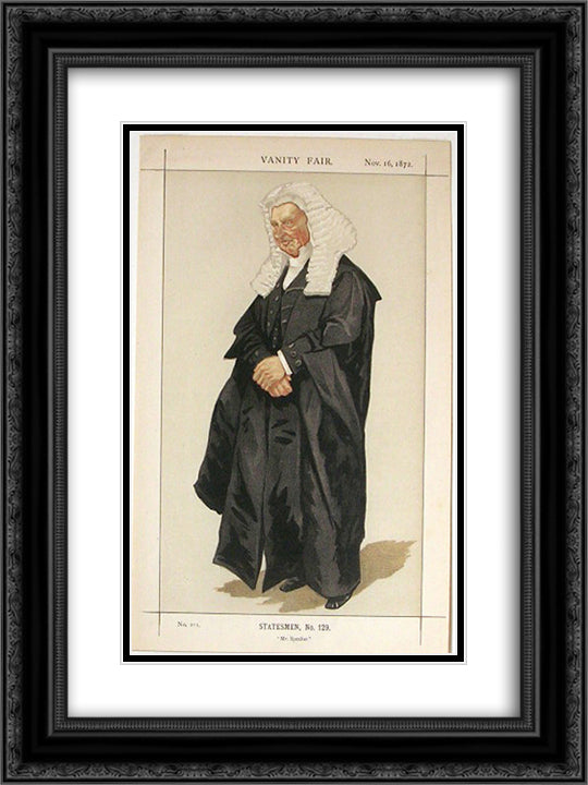 Statesmen No.1290 Caricature of The Rt Hon HBW Brand M.P. 18x24 Black Ornate Wood Framed Art Print Poster with Double Matting by Tissot, James