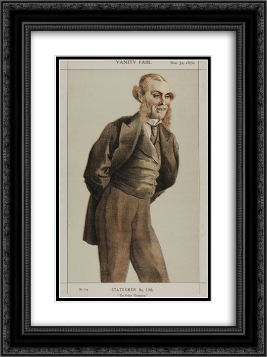 Statesmen No.1300 Caricature of Mr Roger Eykyn, Liberal M.P. for Windsor 18x24 Black Ornate Wood Framed Art Print Poster with Double Matting by Tissot, James