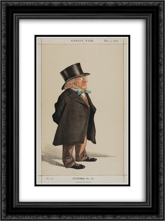 Statesmen No.1310 Caricature of Sir Francis Goldsmid M.P. 18x24 Black Ornate Wood Framed Art Print Poster with Double Matting by Tissot, James