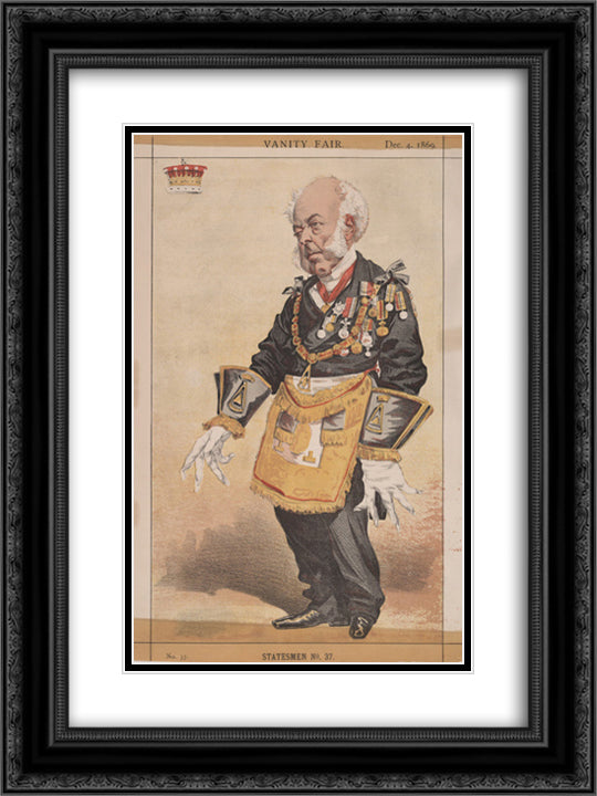 Statesmen No.370 Caricature of Thomas Dundas, 2nd Earl of Zetland 18x24 Black Ornate Wood Framed Art Print Poster with Double Matting by Tissot, James