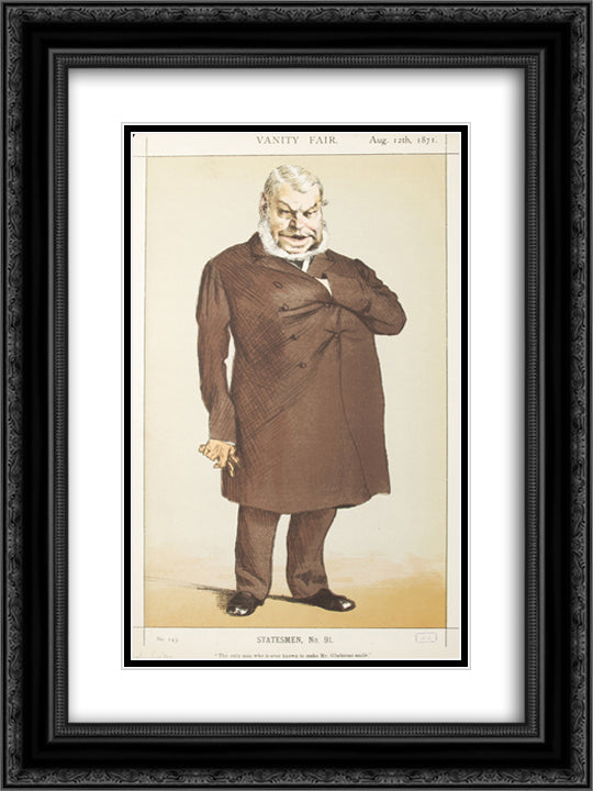 Statesmen No.910 Caricature of Mr John Locke M.P. 18x24 Black Ornate Wood Framed Art Print Poster with Double Matting by Tissot, James