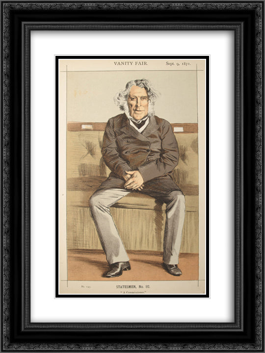 Statesmen No.920 Caricature of the Rt Hon Russell Gurney 18x24 Black Ornate Wood Framed Art Print Poster with Double Matting by Tissot, James