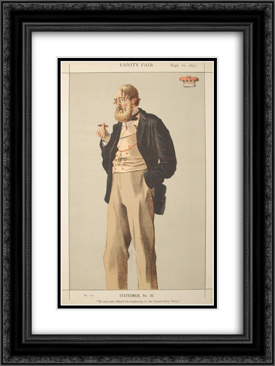 Statesmen No.930 Caricature of The Duke of Rutland 18x24 Black Ornate Wood Framed Art Print Poster with Double Matting by Tissot, James