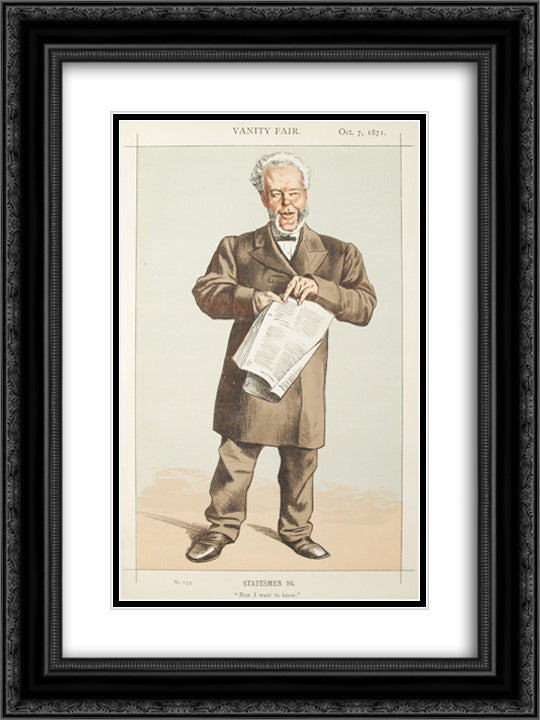 Statesmen No.940 Caricature of Alderman Andrew Lusk M.P. 18x24 Black Ornate Wood Framed Art Print Poster with Double Matting by Tissot, James