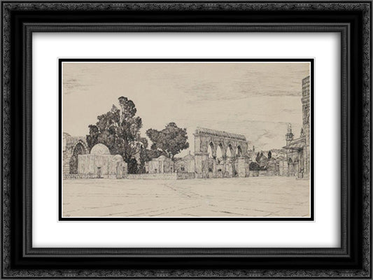 Supposed Site of the Temple 24x18 Black Ornate Wood Framed Art Print Poster with Double Matting by Tissot, James