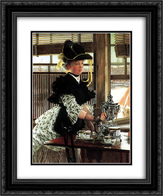 Tea Time 20x24 Black Ornate Wood Framed Art Print Poster with Double Matting by Tissot, James
