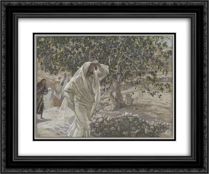 The Accursed Fig Tree 24x20 Black Ornate Wood Framed Art Print Poster with Double Matting by Tissot, James