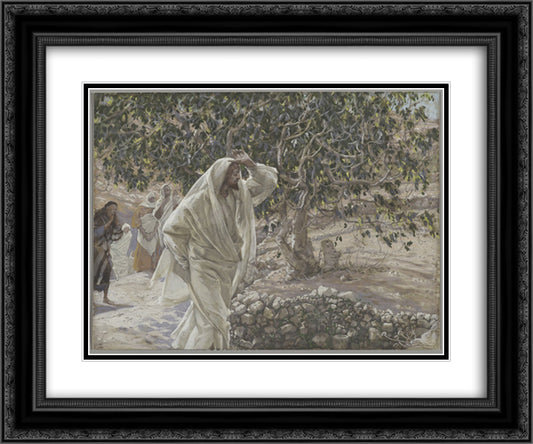 The Accursed Fig Tree 24x20 Black Ornate Wood Framed Art Print Poster with Double Matting by Tissot, James