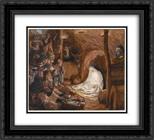 The Adoration of the Shepherds, illustration for 'The Life of Christ' 22x20 Black Ornate Wood Framed Art Print Poster with Double Matting by Tissot, James
