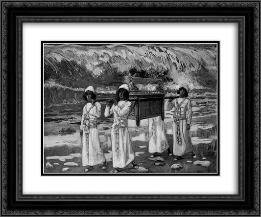 The Ark Passes Over the Jordan 24x20 Black Ornate Wood Framed Art Print Poster with Double Matting by Tissot, James