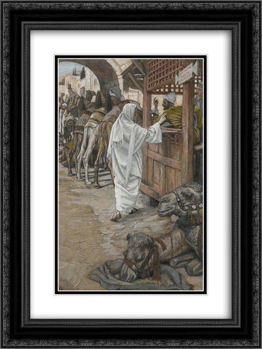 The Calling of Saint Matthew (Vocation de Saint Mathieu) 18x24 Black Ornate Wood Framed Art Print Poster with Double Matting by Tissot, James