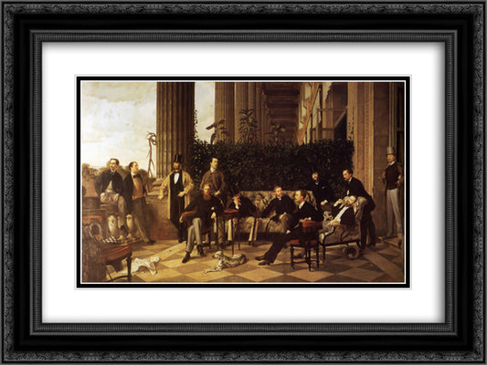 The Circle of the Rue Royale 24x18 Black Ornate Wood Framed Art Print Poster with Double Matting by Tissot, James