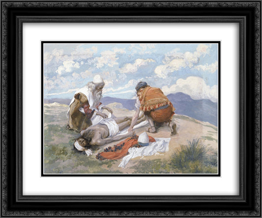 The Death of Aaron 24x20 Black Ornate Wood Framed Art Print Poster with Double Matting by Tissot, James
