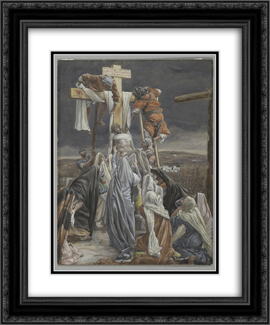 The Descent from the Cross, illustration for 'The Life of Christ' 20x24 Black Ornate Wood Framed Art Print Poster with Double Matting by Tissot, James