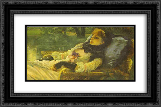 The Dreamer (Summer Evening) 24x16 Black Ornate Wood Framed Art Print Poster with Double Matting by Tissot, James