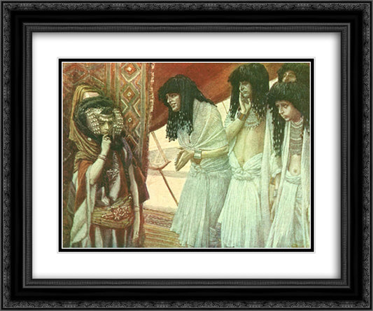 The Egyptians Admire Sarai's Beauty 24x20 Black Ornate Wood Framed Art Print Poster with Double Matting by Tissot, James
