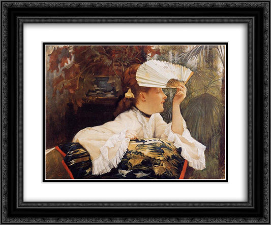 The Fan 24x20 Black Ornate Wood Framed Art Print Poster with Double Matting by Tissot, James