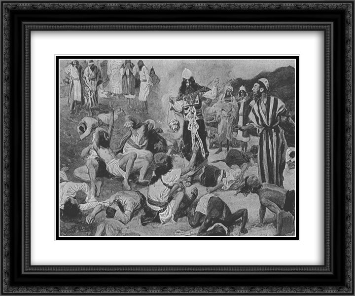 The Fire of Atonement 24x20 Black Ornate Wood Framed Art Print Poster with Double Matting by Tissot, James