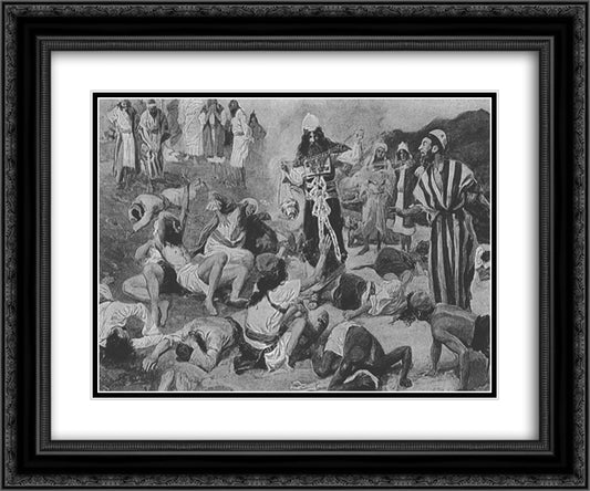 The Fire of Atonement 24x20 Black Ornate Wood Framed Art Print Poster with Double Matting by Tissot, James