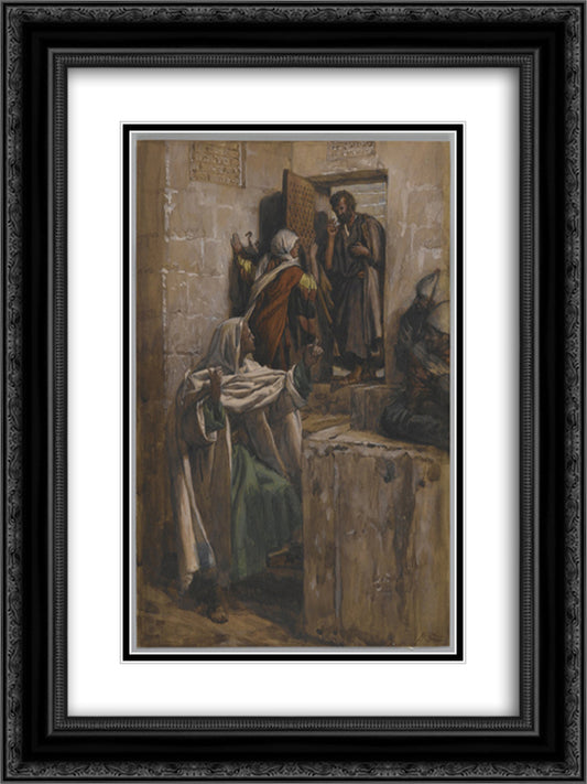 The First Denial of Saint Peter (Premier reniement de Saint Pierre ) 18x24 Black Ornate Wood Framed Art Print Poster with Double Matting by Tissot, James