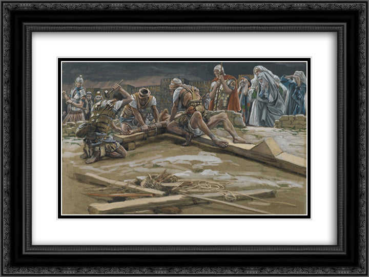 The First Nail (Le premier clou) 24x18 Black Ornate Wood Framed Art Print Poster with Double Matting by Tissot, James
