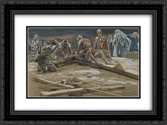 The First Nail (Le premier clou) 24x18 Black Ornate Wood Framed Art Print Poster with Double Matting by Tissot, James