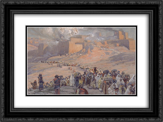 The Flight of the Prisoners 24x18 Black Ornate Wood Framed Art Print Poster with Double Matting by Tissot, James