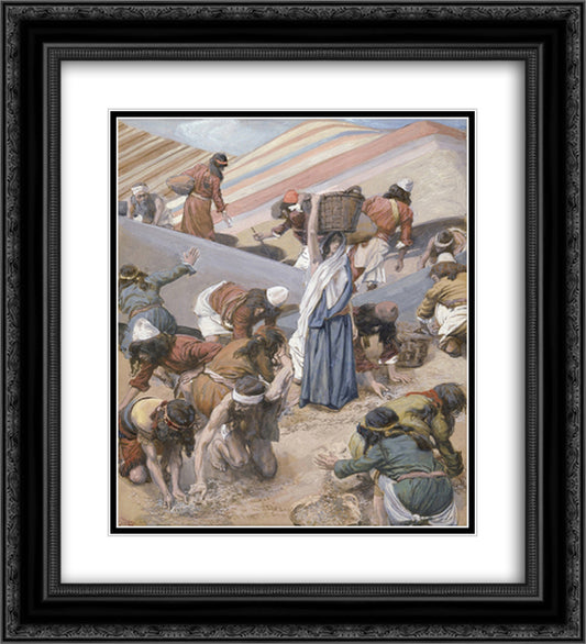 The Gathering of the Manna 20x22 Black Ornate Wood Framed Art Print Poster with Double Matting by Tissot, James