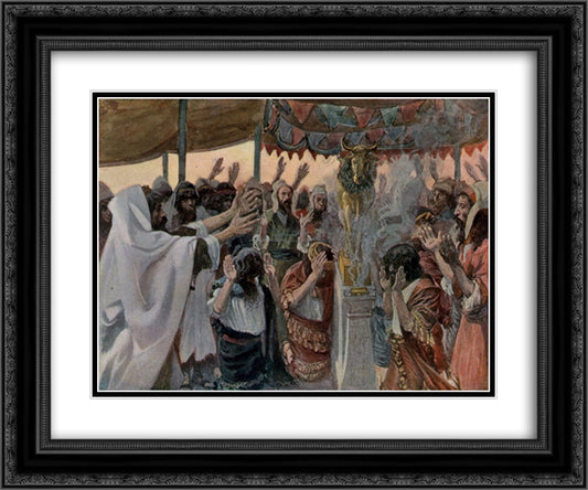 The Golden Calf, as in Exodus 24x20 Black Ornate Wood Framed Art Print Poster with Double Matting by Tissot, James