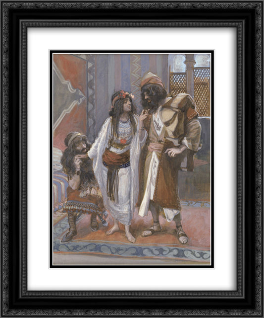 The Harlot of Jericho and the Two Spies 20x24 Black Ornate Wood Framed Art Print Poster with Double Matting by Tissot, James