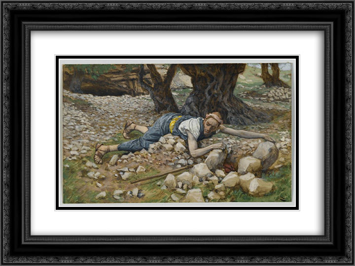 The Hidden Treasure, illustration from 'The Life of Our Lord Jesus Christ' 24x18 Black Ornate Wood Framed Art Print Poster with Double Matting by Tissot, James