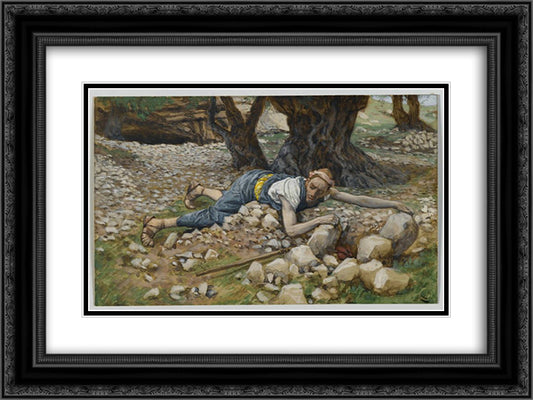 The Hidden Treasure, illustration from 'The Life of Our Lord Jesus Christ' 24x18 Black Ornate Wood Framed Art Print Poster with Double Matting by Tissot, James