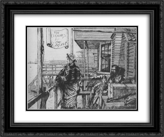 The Inn of the Three Ravens 24x20 Black Ornate Wood Framed Art Print Poster with Double Matting by Tissot, James