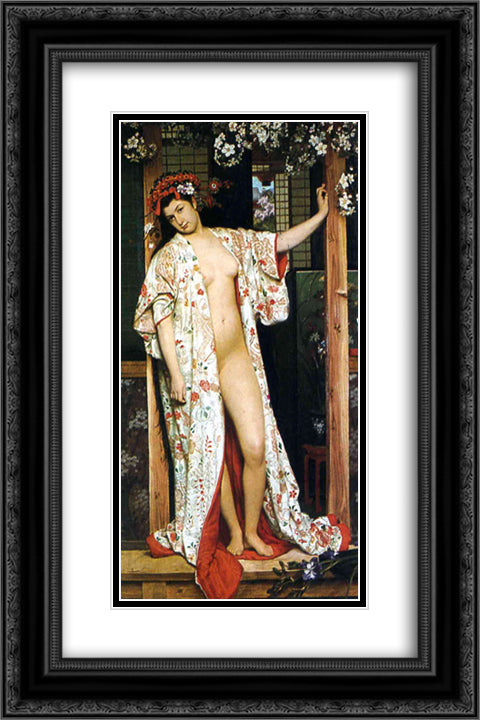 The Japanese Bath 16x24 Black Ornate Wood Framed Art Print Poster with Double Matting by Tissot, James
