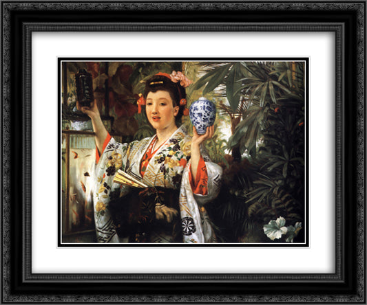 The Japanese Vase 24x20 Black Ornate Wood Framed Art Print Poster with Double Matting by Tissot, James