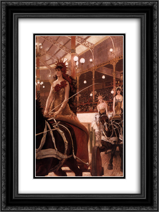 The Ladies of the Cars 18x24 Black Ornate Wood Framed Art Print Poster with Double Matting by Tissot, James