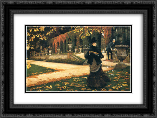 The Letter 24x18 Black Ornate Wood Framed Art Print Poster with Double Matting by Tissot, James