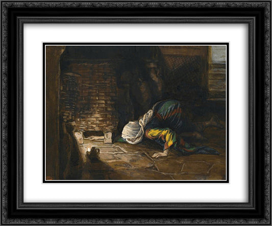 The Lost Drachma 24x20 Black Ornate Wood Framed Art Print Poster with Double Matting by Tissot, James