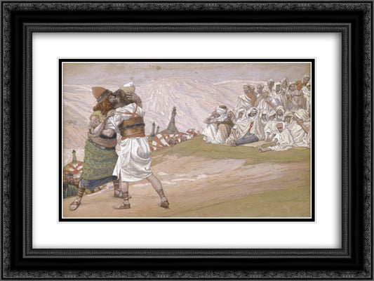 The Meeting of Esau and Jacob 24x18 Black Ornate Wood Framed Art Print Poster with Double Matting by Tissot, James