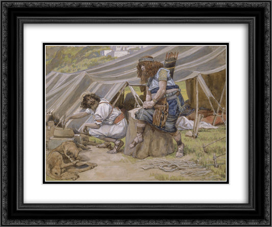 The Mess of Pottage 24x20 Black Ornate Wood Framed Art Print Poster with Double Matting by Tissot, James