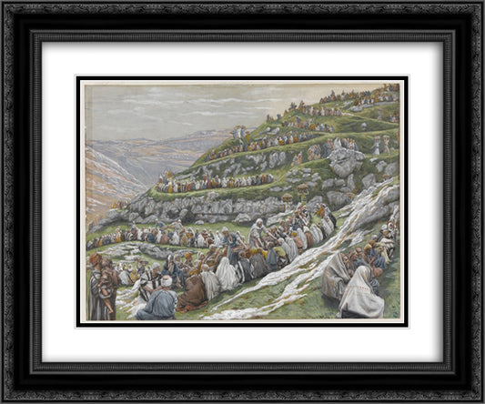 The Miracle of the Loaves and Fishes 24x20 Black Ornate Wood Framed Art Print Poster with Double Matting by Tissot, James
