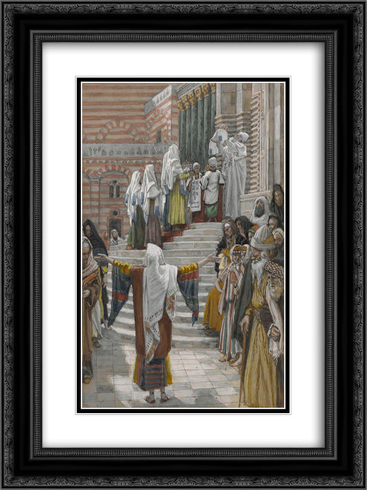 The Presentation of Jesus in the Temple 18x24 Black Ornate Wood Framed Art Print Poster with Double Matting by Tissot, James